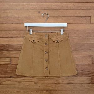 BDG Corduroy Button Front Stretch Mini Skirt Mustard Yellow Size 2